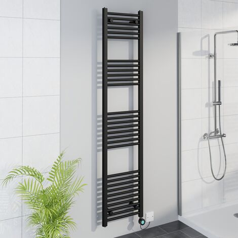 WiFi Thermostatic Straight Towel Rail Timer Black 1800x400mm