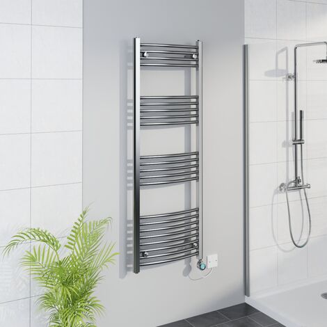 WiFi Thermostatic Curved Towel Rail Timer Chrome 1400x500mm