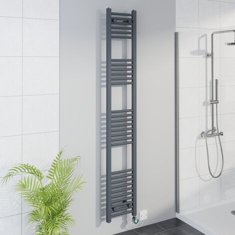 WiFi Thermostatic Straight Towel Rail Timer Grey/Chrome 1800x300