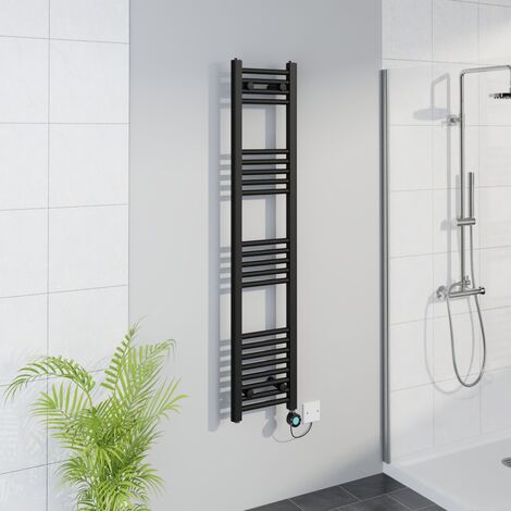 WiFi Thermostatic Straight Towel Rail Timer Black 1400x300mm