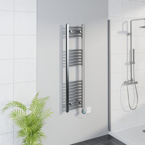 WiFi Thermostatic Curved Towel Rail Timer Chrome 1200x300mm