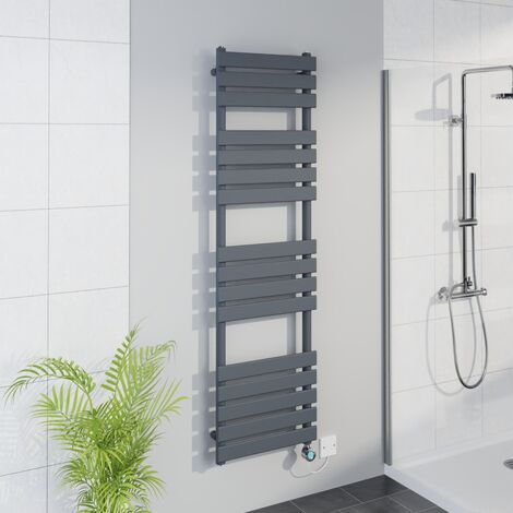 WiFi Thermostatic Flat Towel Rail Timer Grey/Chrome 1600x450mm (1/5)