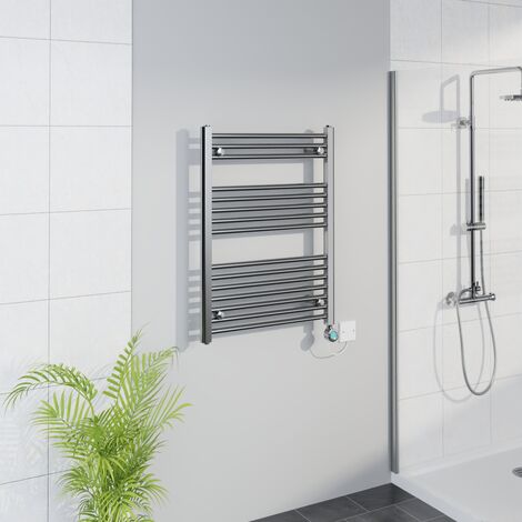 WiFi Thermostatic Straight Towel Rail Timer Chrome 800x600mm