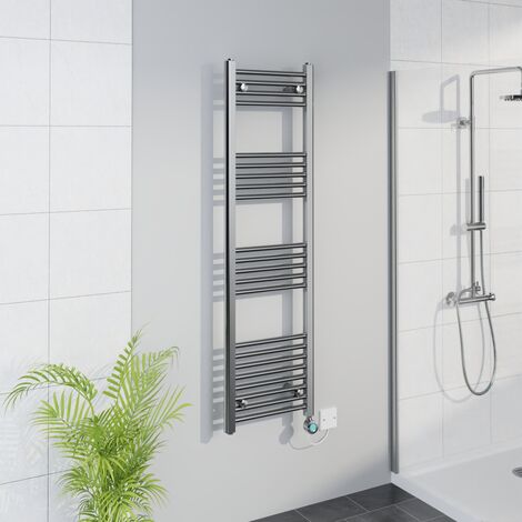 WiFi Thermostatic Straight Towel Rail Timer Chrome 1400x400mm