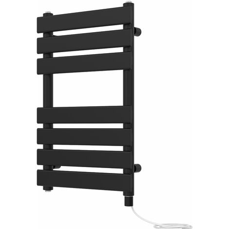 Electric Flat Heated Towel Rail Radiator Black 650x400mm 400W