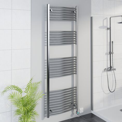 WiFi Thermostatic Curved Towel Rail Timer Chrome 1800x600mm