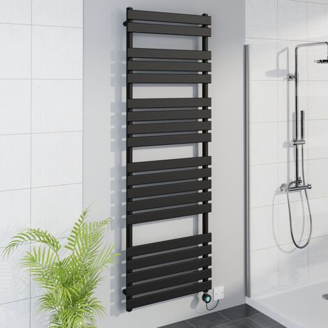 WiFi Thermostatic Flat Towel Rail Timer Black 1800x600mm (1/5)