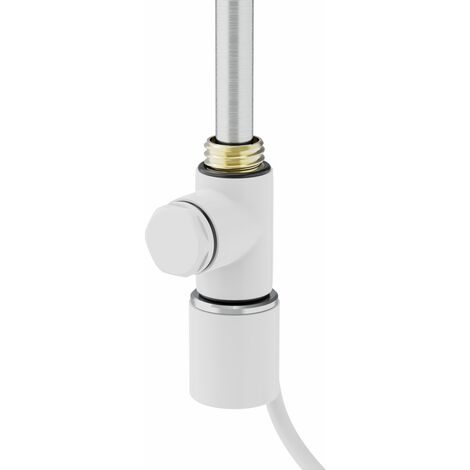 WarmeHaus Electric Heating Element Dual Fuel + Cover Cap + T Piece with End Plug for Heated Towel Rail Warmer Bathroom Radiators 1000W White