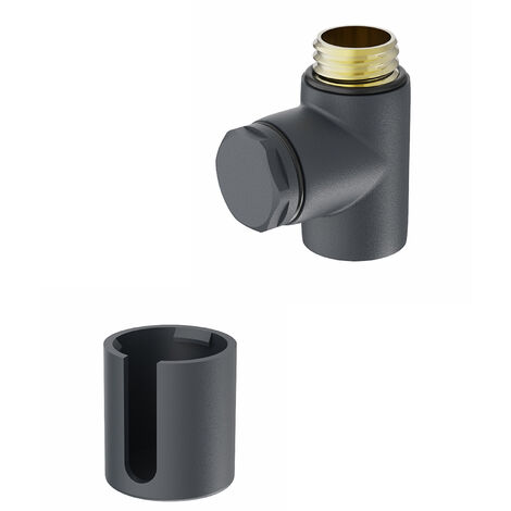 WarmeHaus Electric Heating Element Cover Cap & T Piece with End Plug for Bathroom Heated Towel Rail Radiator Anthracite