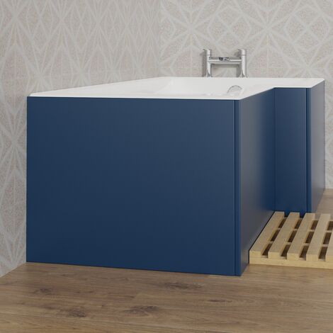 Wood 18mm MDF Painting Matte Blue 700mm L Shaped Bath End Panel