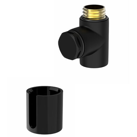 WarmeHaus Electric Heating Element Cover Cap & T Piece with End Plug for Bathroom Heated Towel Rail Radiator Black