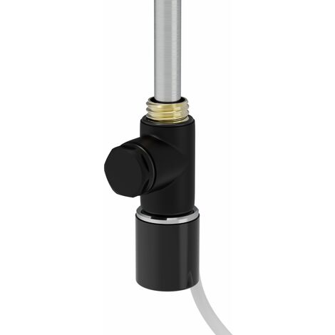 WarmeHaus Electric Heating Element Dual Fuel + Cover Cap + T Piece with End Plug for Heated Towel Rail Warmer Bathroom Radiators 1000W Black