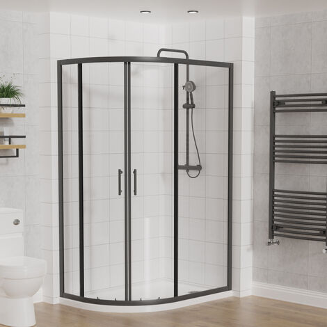 Aquariss Offset Quadrant Shower Enclosure Matt Black 1200x800 (1/5)