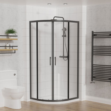 Aquariss Offset Quadrant Shower Enclosure Matt Black 900x800 (1/5)