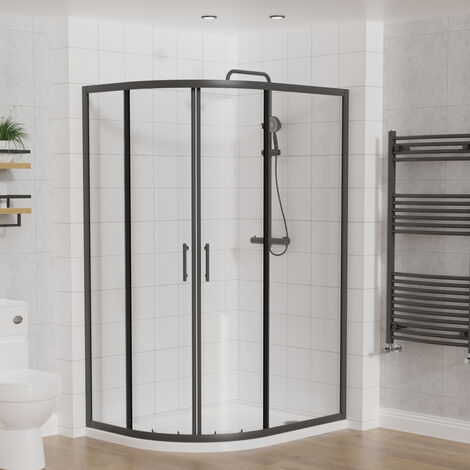 Aquariss Offset Quadrant Shower Enclosure Matt Black 1200x900