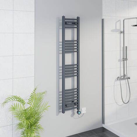 WiFi Thermostatic Curved Towel Rail Timer Anthracite 1400x300mm
