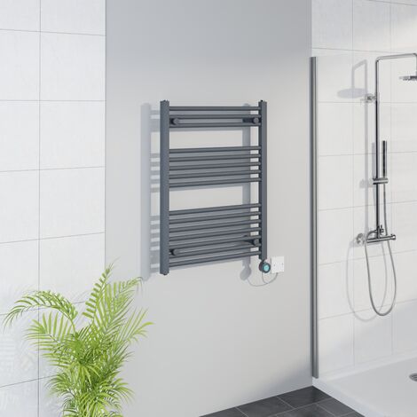 WiFi Thermostatic Straight Towel Rail Timer Sand Grey 800x600