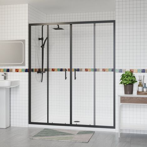 Aquariss Sliding Double Shower Enclosure Door Black 1700mm (1/5)