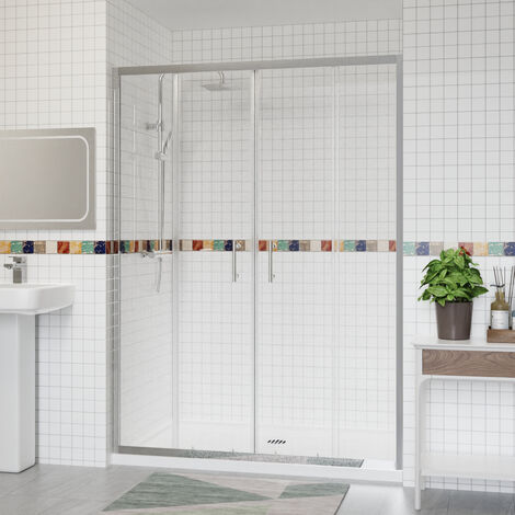 Aquariss Sliding Double Shower Enclosure Door Chrome 1400mm (1/5)