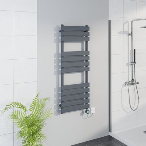 WiFi Thermostatic Flat Towel Rail Timer Sand Grey 1200x450mm