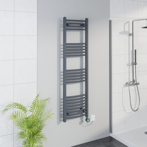 WiFi Thermostatic Curved Towel Rail Timer Anthracite 1400x400mm