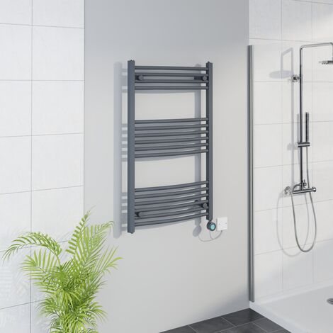 WiFi Thermostatic Curved Towel Rail Timer Anthracite 1000x600mm