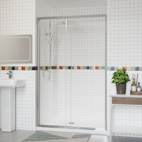 Aquariss Sliding Single Shower Enclosure Door Chrome 1300mm (1/5)