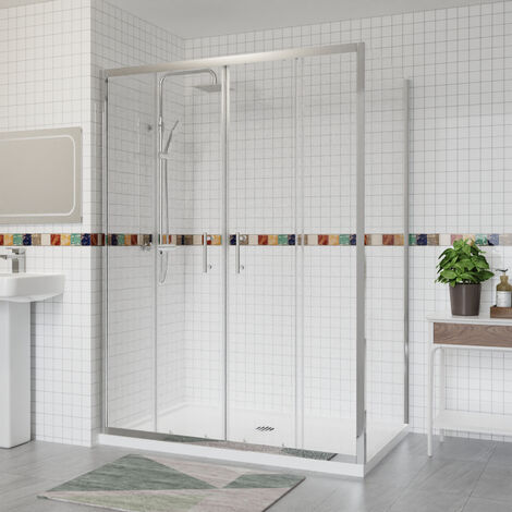 Aquariss Double Sliding Shower Door+Side Panel 1400x760 Chrome (1/5)