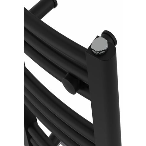 Touch Screen Thermostatic Towel Rail Curved Black 600x300mm