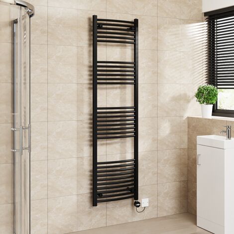 Touch Screen Thermostatic Towel Rail Curved Black 1800x500mm