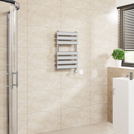 Flat Electric Towel Rail Touch Screen Timer Chrome 650x400mm (1/5)