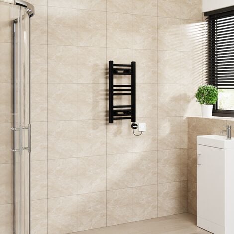 Touch Screen Thermostatic Straight Towel Rail Black 600x300mm