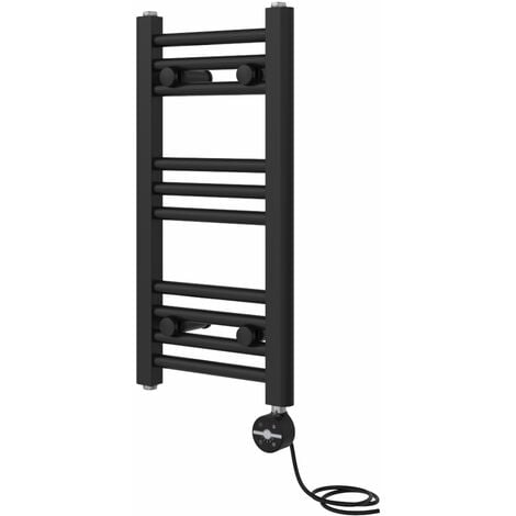 Touch Screen Thermostatic Straight Towel Rail Black 600x300mm