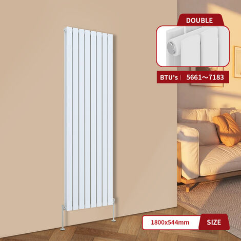 Warmehaus White Central Heating Radiator Flat Panel Vertical Double 1800x544mm (1/5)