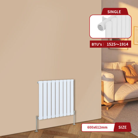 Warmehaus White Central Heating Radiator Flat Panel Horizontal Single 600x612mm (1/4)