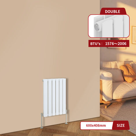 Warmehaus White Central Heating Radiator Flat Panel Horizontal Double 600x408mm (1/5)