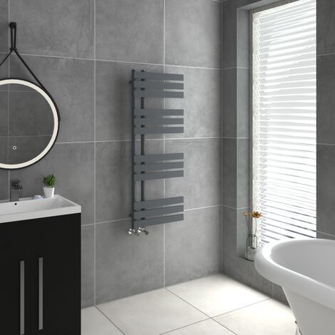 WarmeHaus D Shape Bathroom Radiator Warmer Sand Grey 1200x450mm