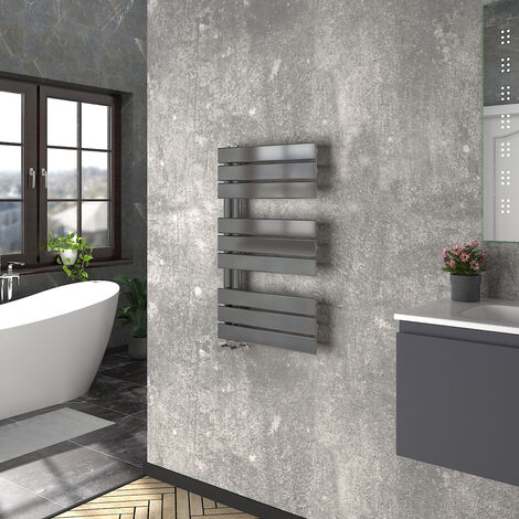 WarmeHaus Heated Towel Radiator Flat Panel Gunmetal 824x500mm