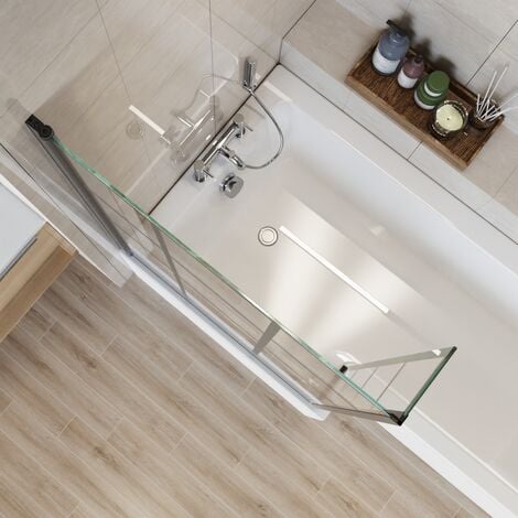 Aquariss L Shape Bath Screen Fixed Return Panel Black Grid