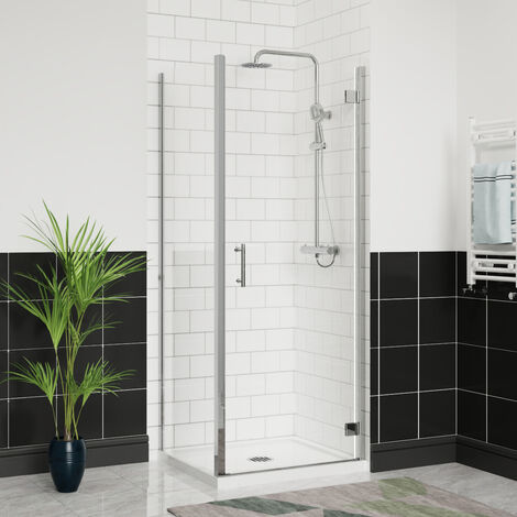 Aquariss Hinged Shower Door+Side Panel Chrome 760x800