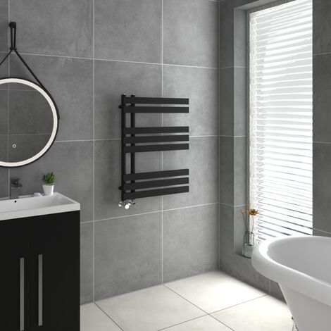 WarmeHaus D Shape Bathroom Radiator Warmer Black 800x600mm