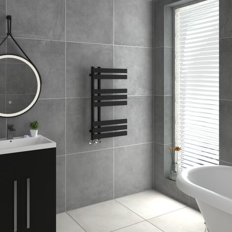 WarmeHaus D Shape Bathroom Radiator Warmer Black 800x450mm