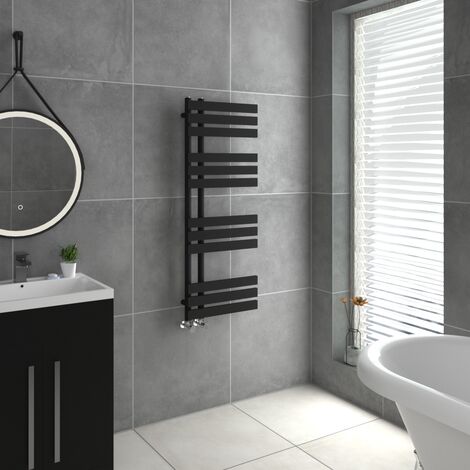 WarmeHaus D Shape Bathroom Radiator Warmer Black 1200x450mm