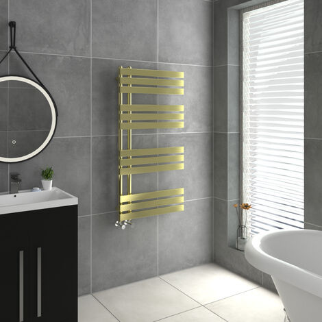 WarmeHaus D Shape Bathroom Radiator Warmer Brushed Brass 1200x600