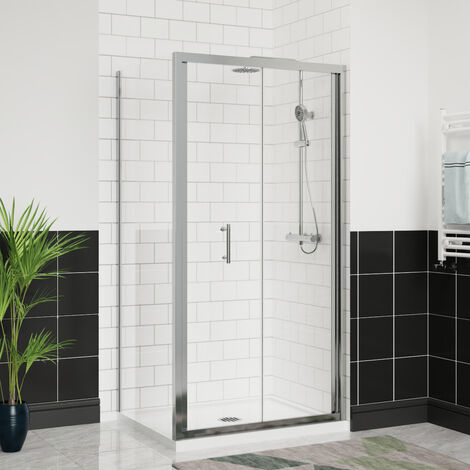 Aquariss 760x760mm Bifold Shower Enclosure Cubicles 6mm Self Clean Shower Door Folding Shower Screen With Side Panel Chrome
