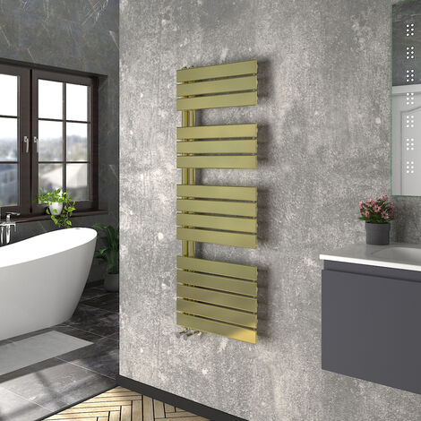 WarmeHaus Heated Towel Radiator Flat Panel Brushed Brass 1380x500