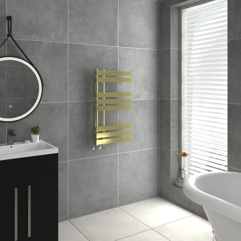 WarmeHaus D Shape Bathroom Radiator Warmer Brushed Brass 800x450