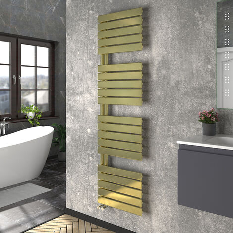 WarmeHaus Heated Towel Radiator Flat Panel Brushed Brass 1800x500