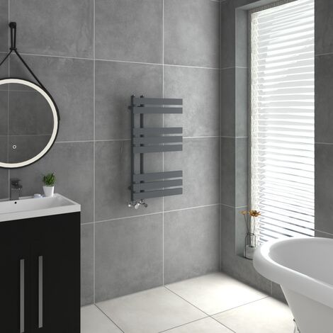 WarmeHaus D Shape Bathroom Radiator Warmer Sand Grey 800x450mm