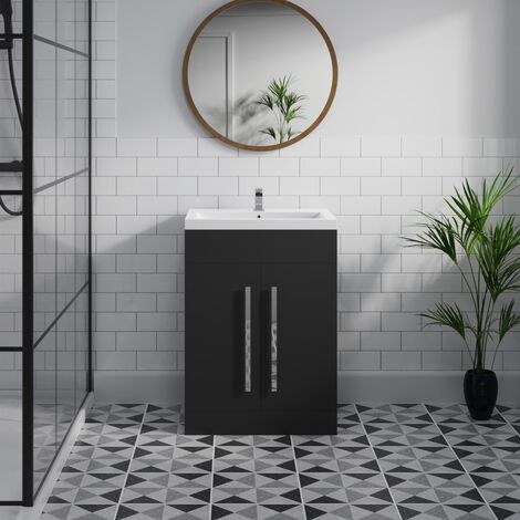 600mm Floor Standing Sink Vanity Unit Flatpacked Painted Black